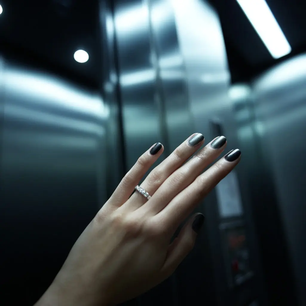 black square medium nails with minimalist and matte