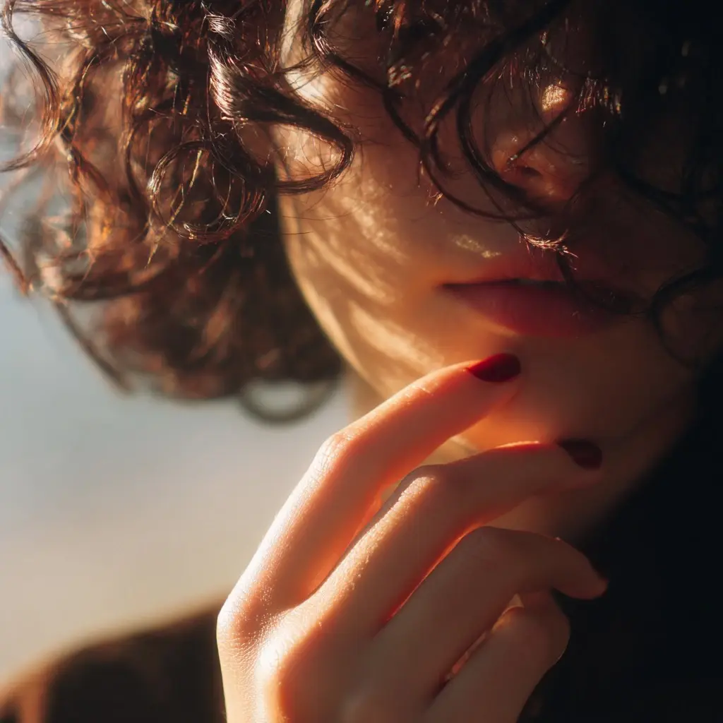 red square short nails with matte