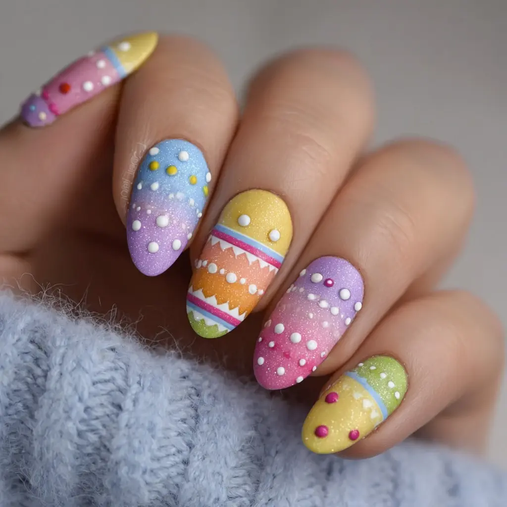 pastel and pink coffin long nails with abstract and glossy