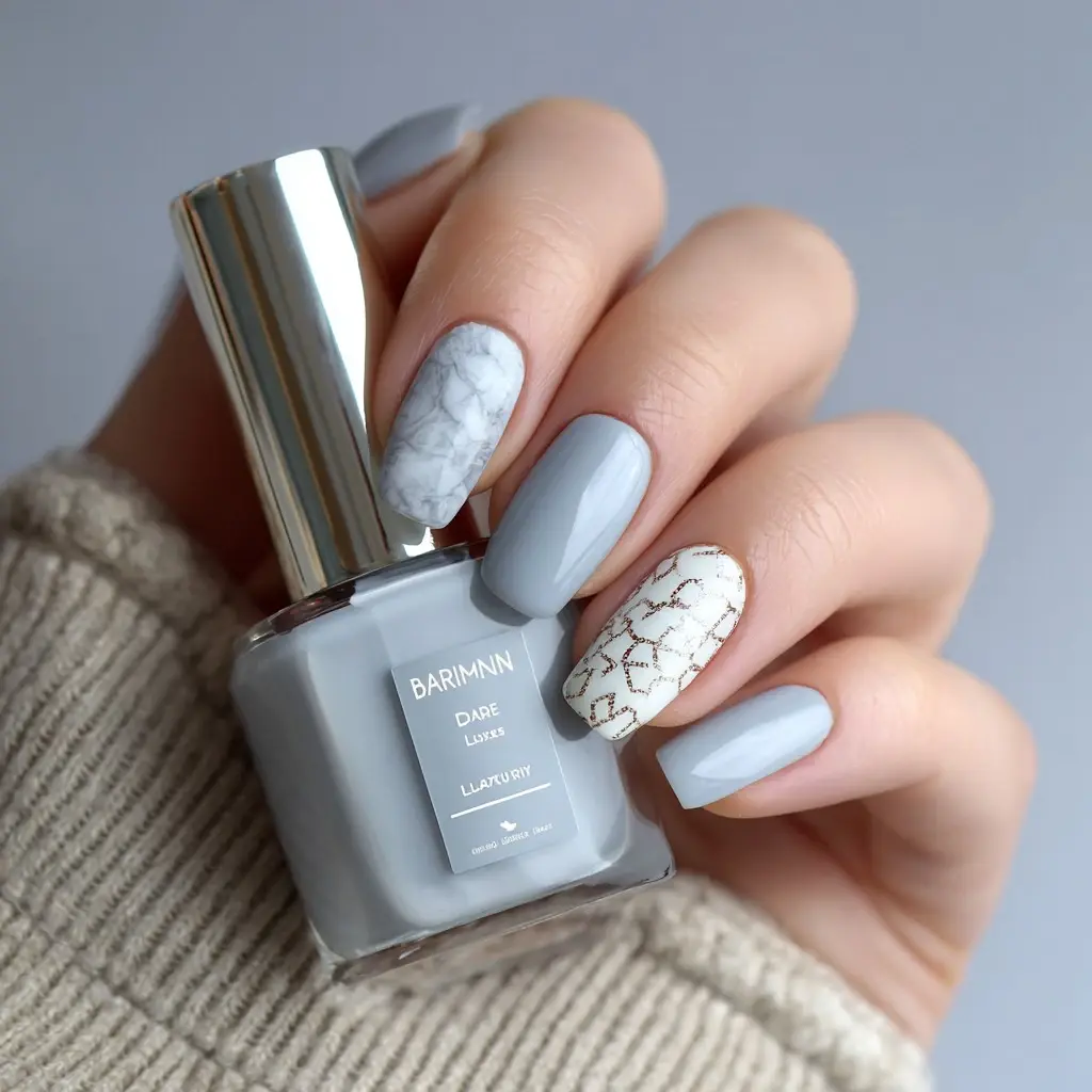 pastel and white square medium nails with abstract and floral