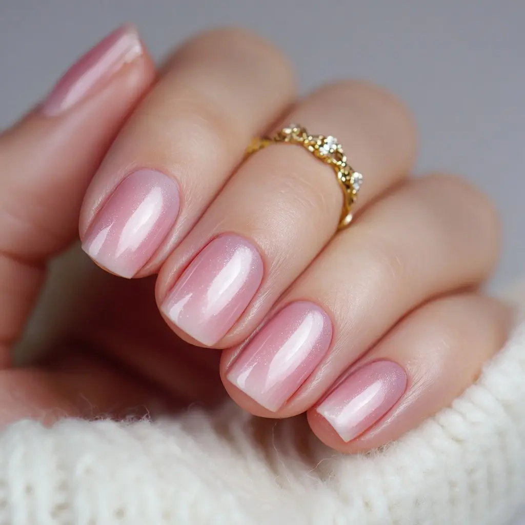 pink and pastel square medium nails with minimalist and ombre