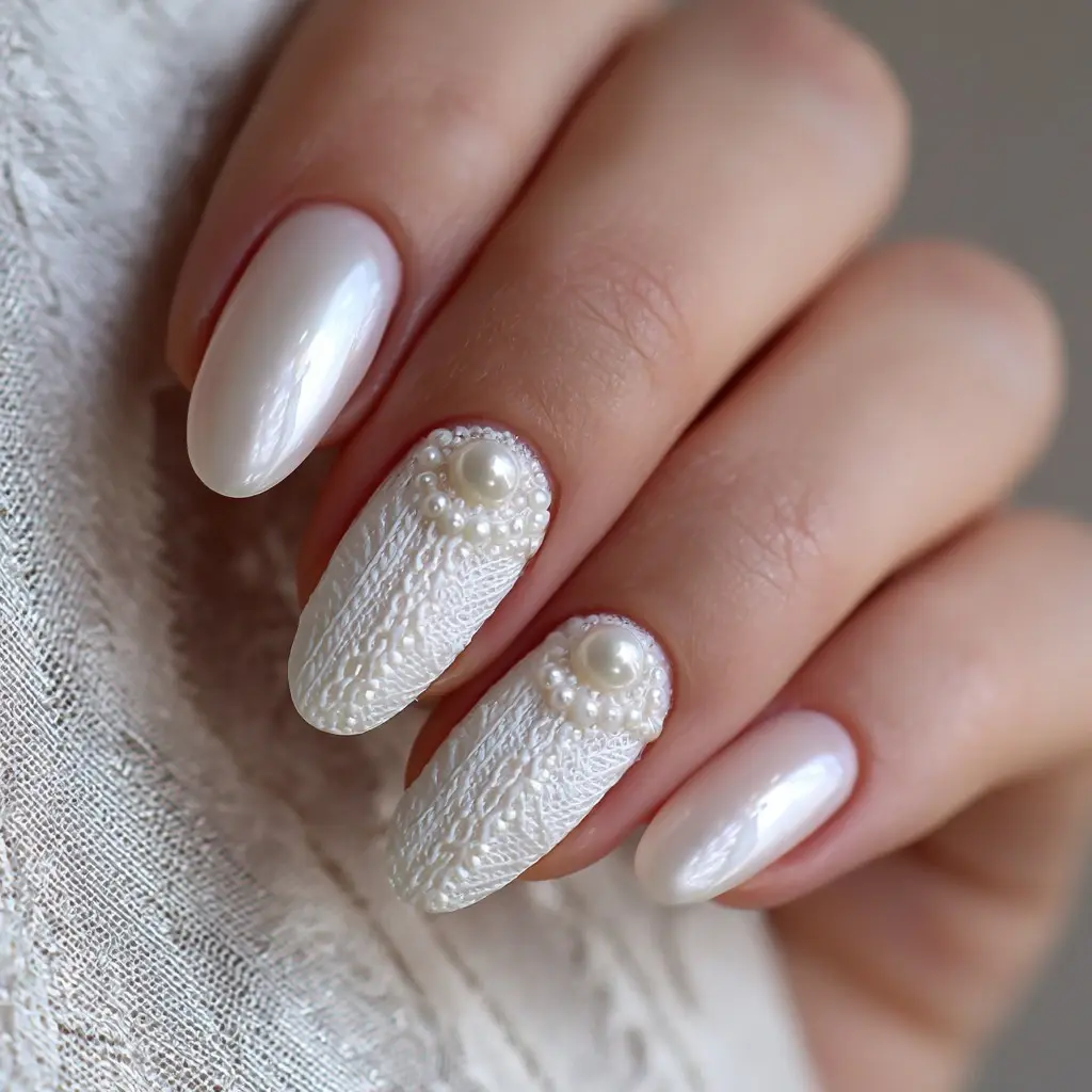 white and nude square medium nails with minimalist and floral