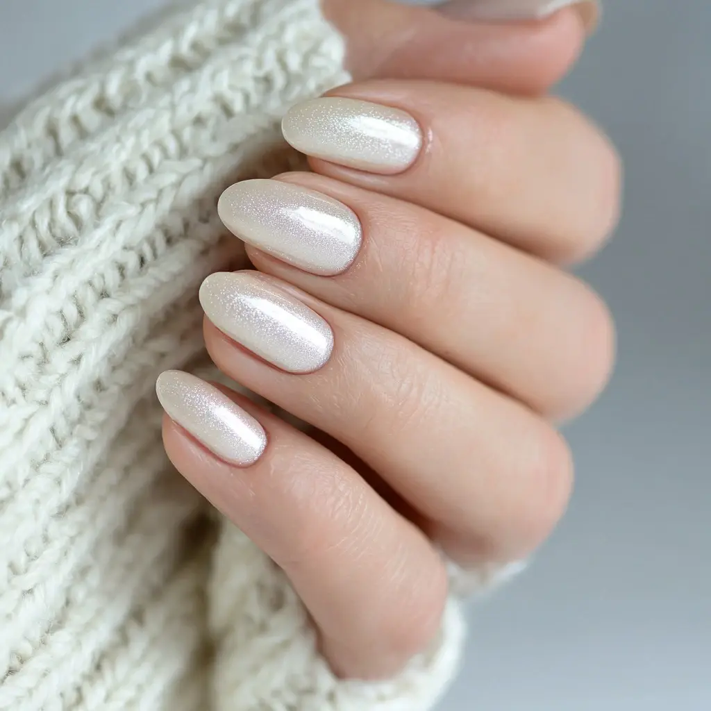 white coffin medium nails with glossy and minimalist