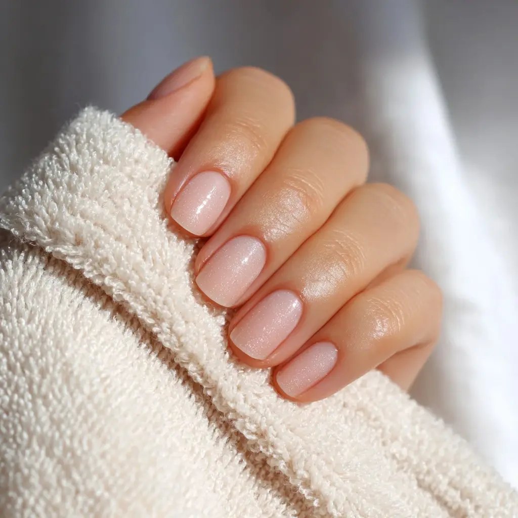 nude almond medium nails with minimalist and matte