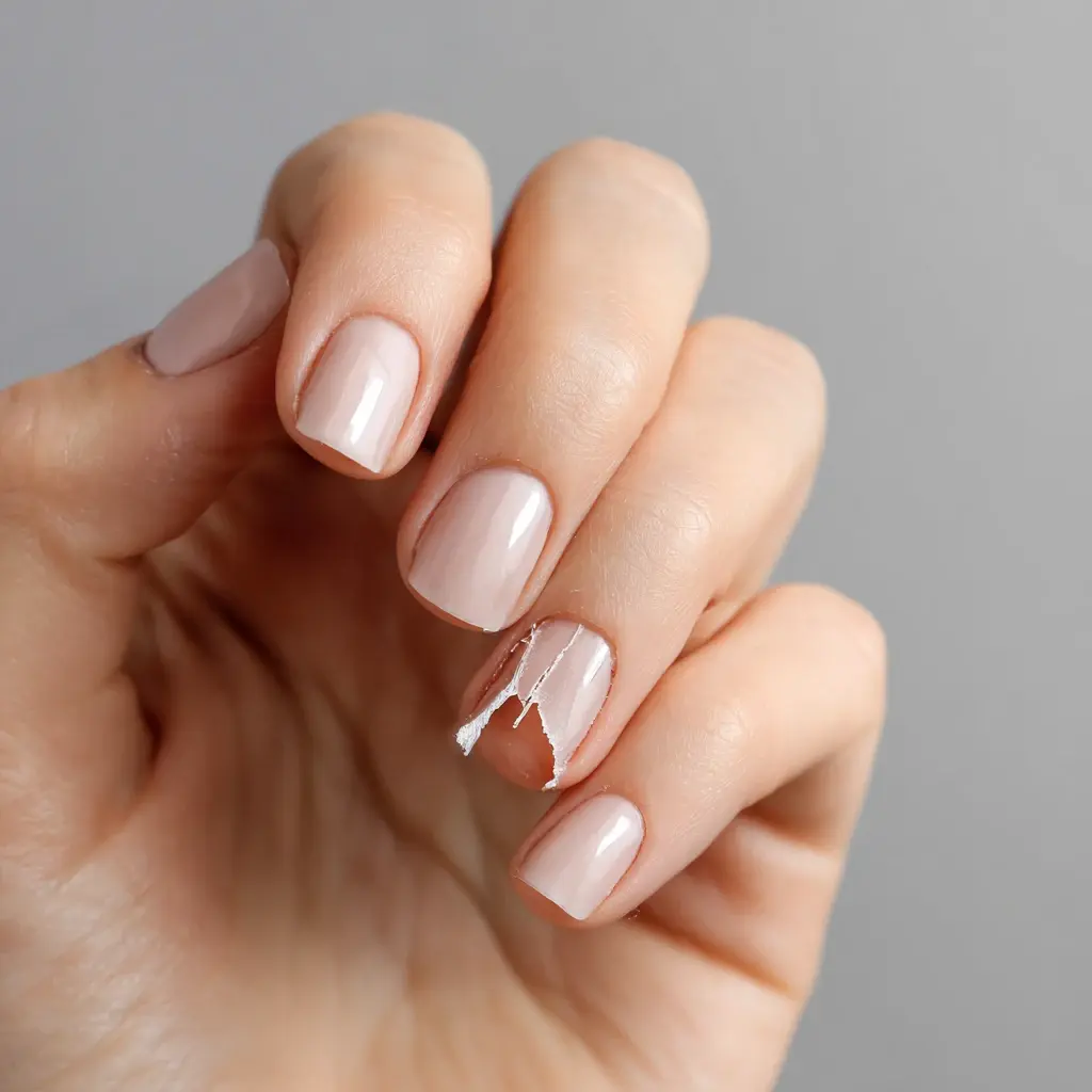 nude square medium nails with minimalist and matte