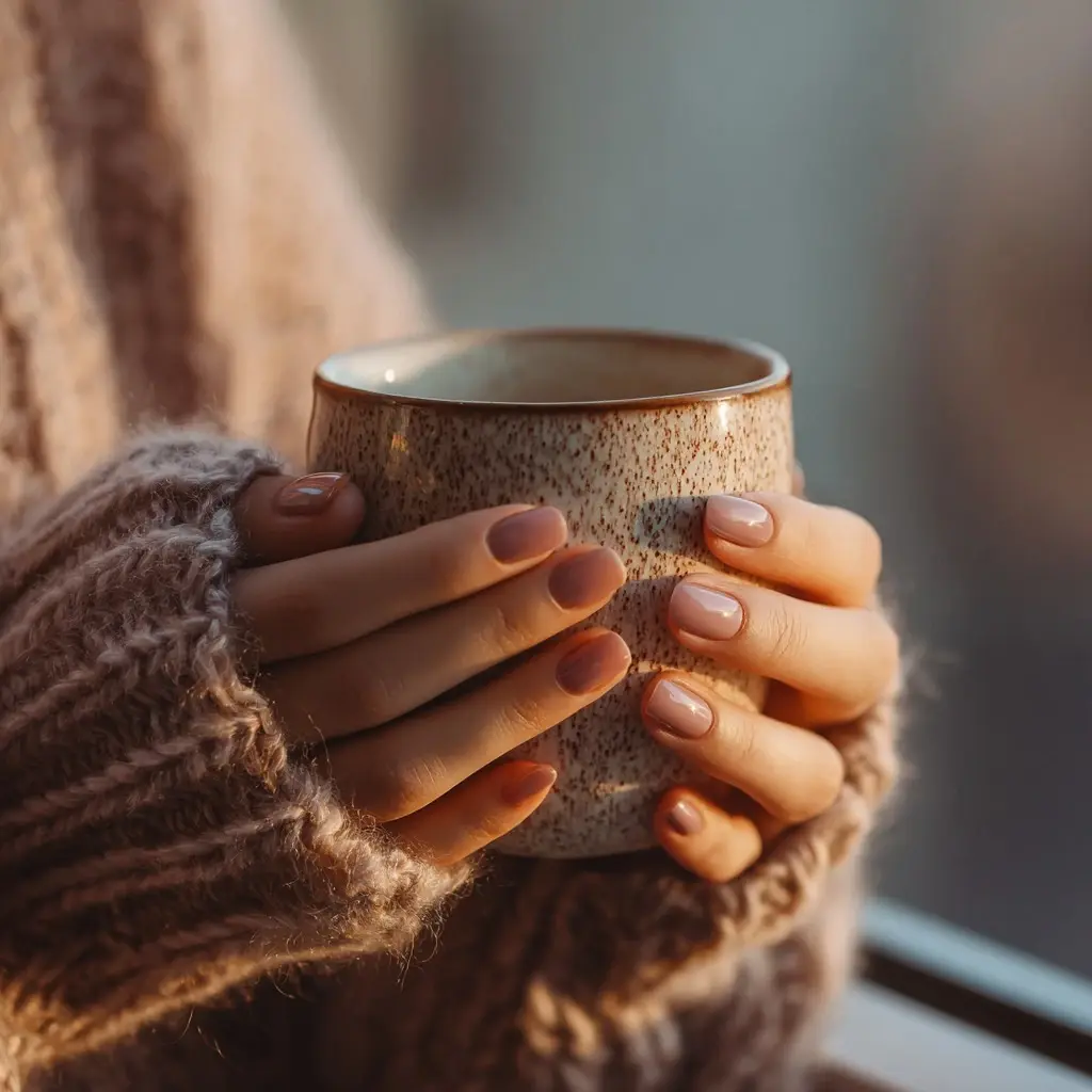 nude square medium nails with matte
