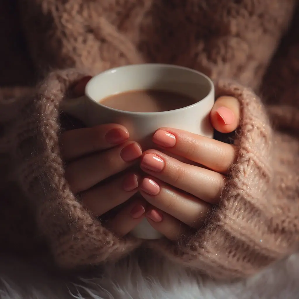 pink square short nails with matte