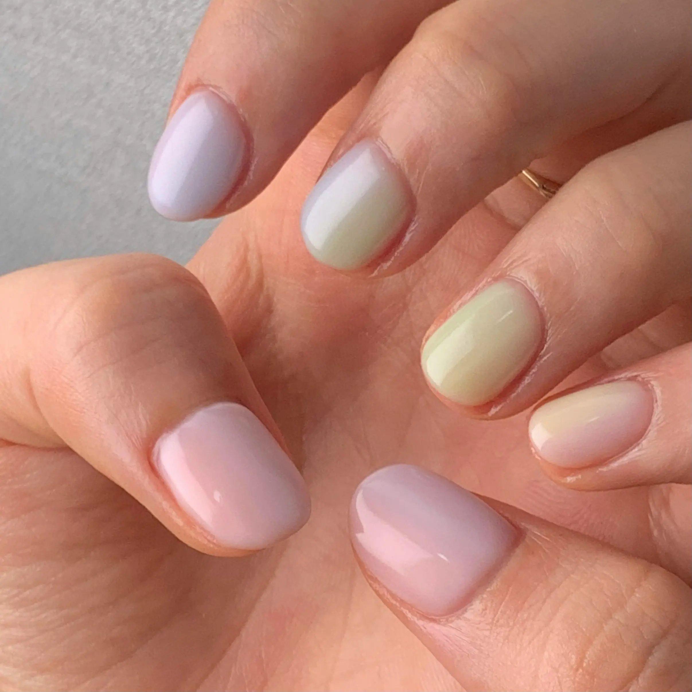 pink and blue oval medium nails with pastel and cute